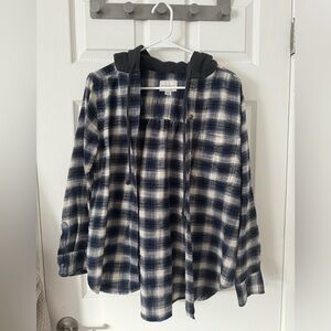 Hooded Flannel Cardigan